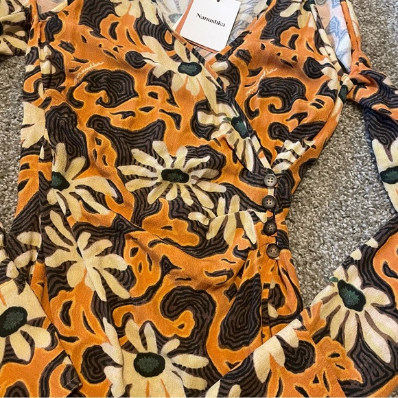 Nanushka Ira wrap dress boho retro 70s western flower child wedding cocktail - Picture 4 of 9